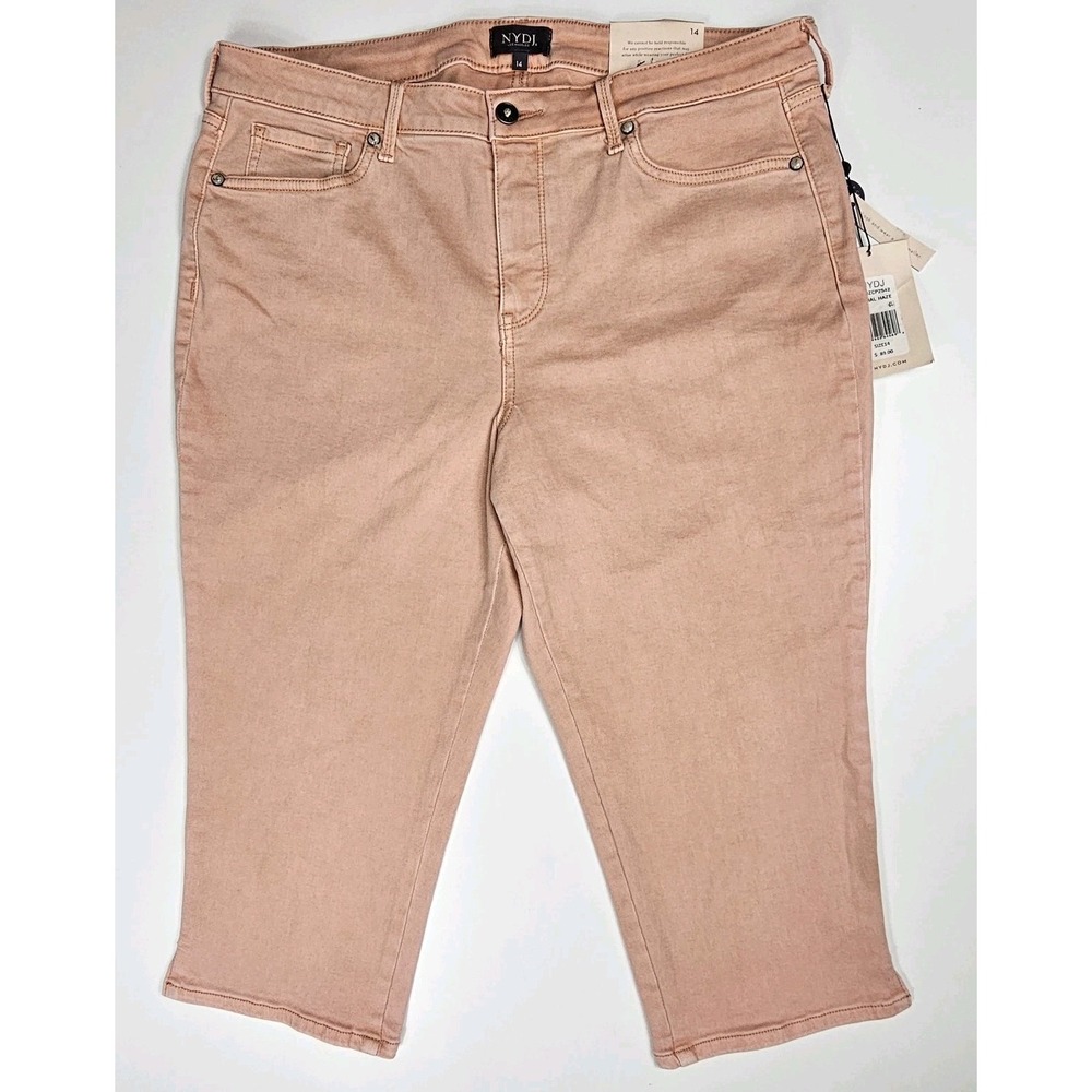 NYDJ Crop Cuff Jeans Womens 14 NWT Coral Haze Straight Lift Tuck Stretch